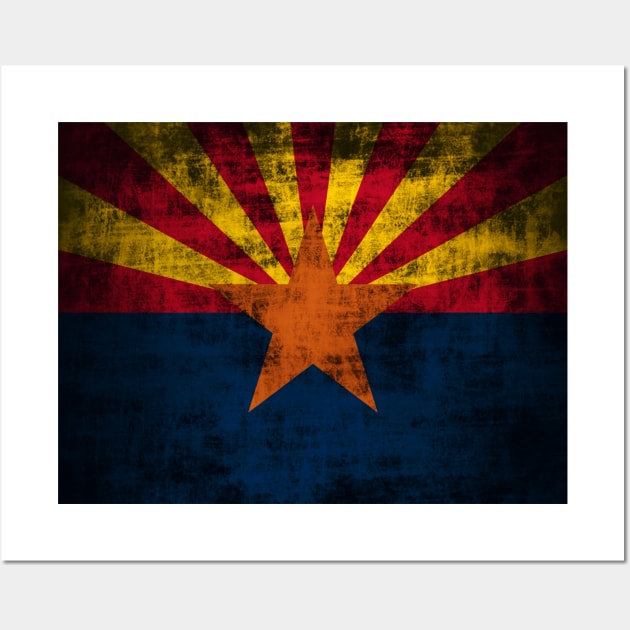 Vintage Rustic Arizona Flag Wall Art by E